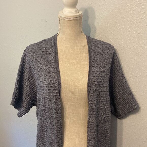 Lane Bryant Blue Ribbed Short Sleeve Open Front Cardigan Size 14/16 NEW - Picture 2 of 10